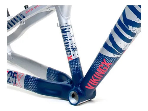 Quadro Vikingx Tuff X-25 Aro 26 Aluminio Dirt Jump Bike Cor Prata/Azul