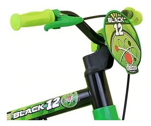 Bicicleta Infantil Nathor Aro 12 Menino Black De 2 A 5 Anos Cor Preto/Verde