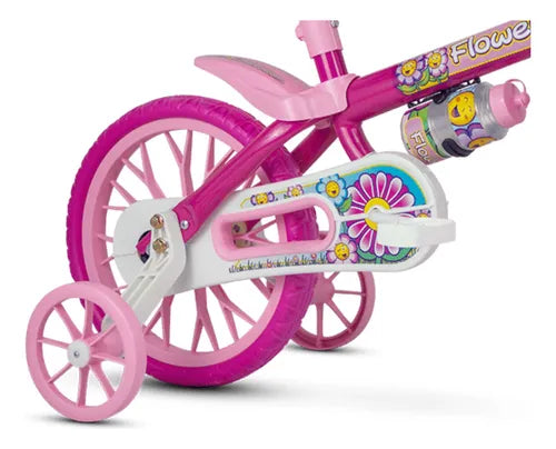 Bicicleta Infantil Menina Aro 12 Nathor Flower Rosa 2 4 Anos