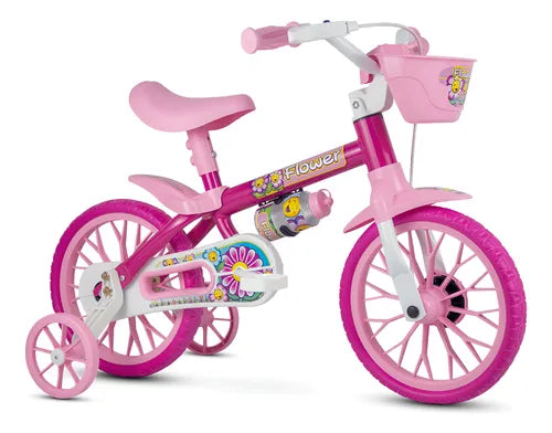 Bicicleta Infantil Menina Aro 12 Nathor Flower Rosa 2 4 Anos
