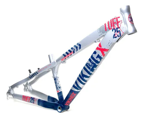 Quadro Vikingx Tuff X-25 Aro 26 Aluminio Dirt Jump Bike Cor Prata/Azul
